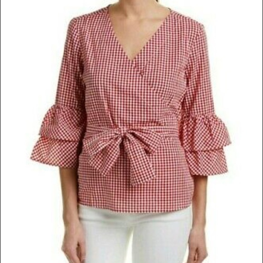 Beach Lunch Lounge Arianna Wrap Tie Top gingham